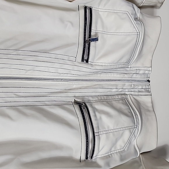 Vintage SEAN JOHN Mens Large Track Jacket Off White Full Zip Long Sleeve - Picture 6 of 8